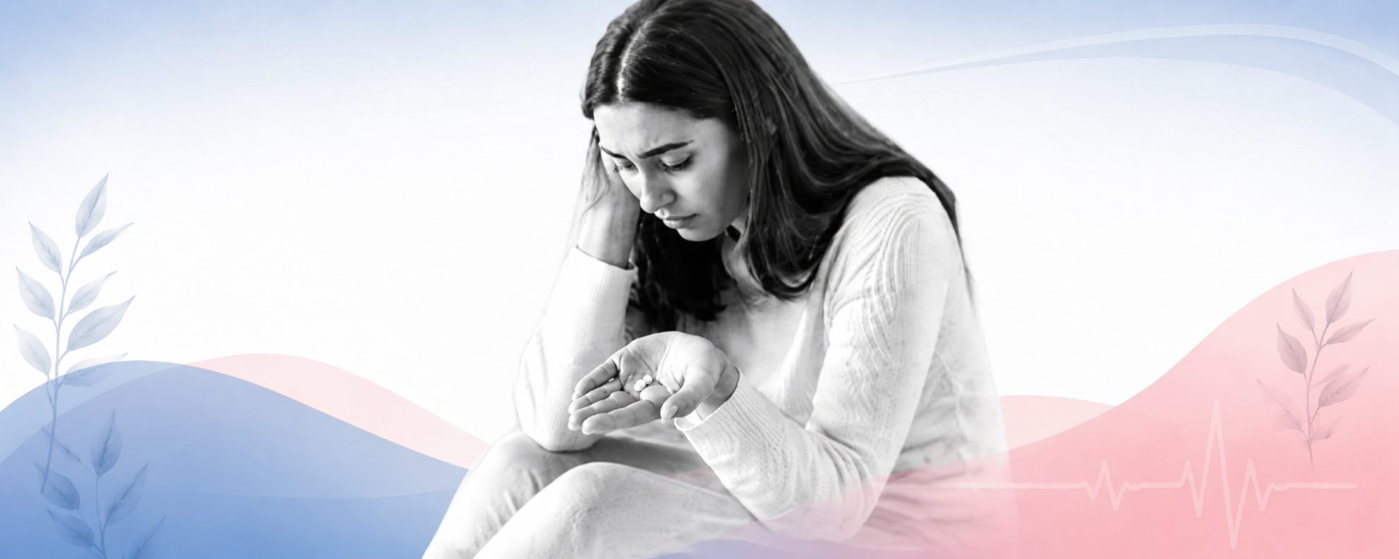 Woman holding abortion pills